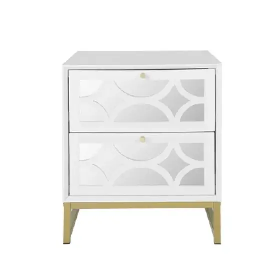 Averina 2 Drawers 45&deg; Splicing White  Mirror Front  Nightstand With Storage - The Pop Maison image {3}