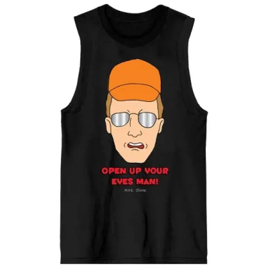 King Of The Hill Open Up Your Eyes Crew Neck Sleeveless Black Men's Tank Top image {3}