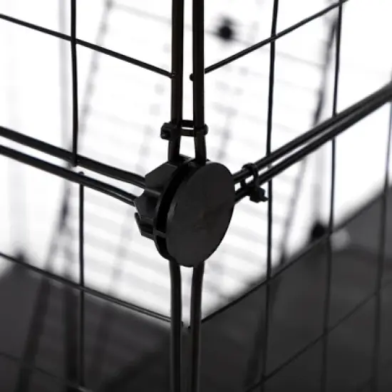 DOMETOUR 3-Tier Wire Cat Cage, Large Kennels Playpen with 3 Platforms, 3 Ramp Ladders and 4 Doors, 42" x 42" x 72", Black image {10}