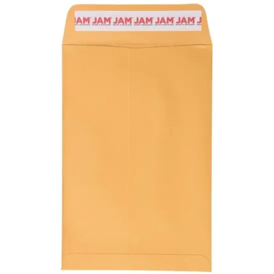 JAM PAPER 6 x 9 Open End Catalog Recycled Envelopes with Peel and Seal Closure - Brown Kraft Manila - 100/Pack image {1}
