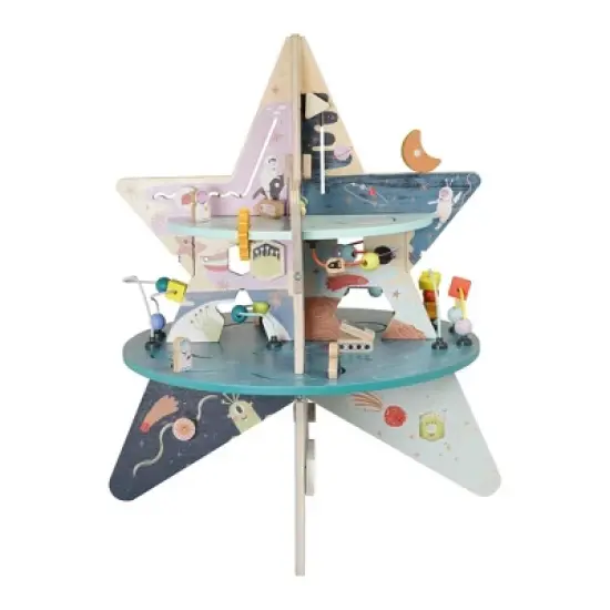 Manhattan Toy Double-Decker Celestial Star Explorer Wooden Activity Center with Shape Gliders, Spinners, Bead Runs and Alluring Artwork image {2}
