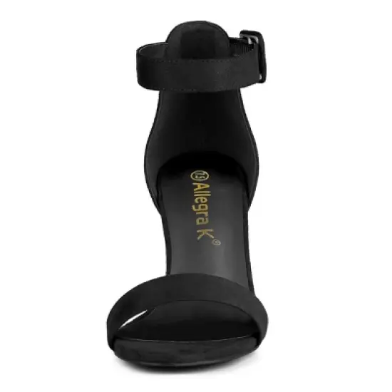 Allegra K Women's High Buckle Ankle Strap Chunky Heel image {2}