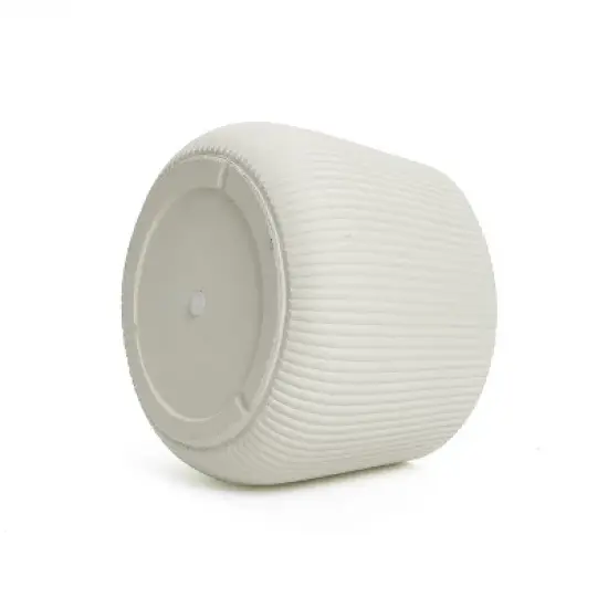 LuxenHome 15.5" Dia Round Concrete Planter Large Indoor Outdoor Plant Pot with Drainage Hole and Plug Modern Off-White Ripped Flower Pot image {7}