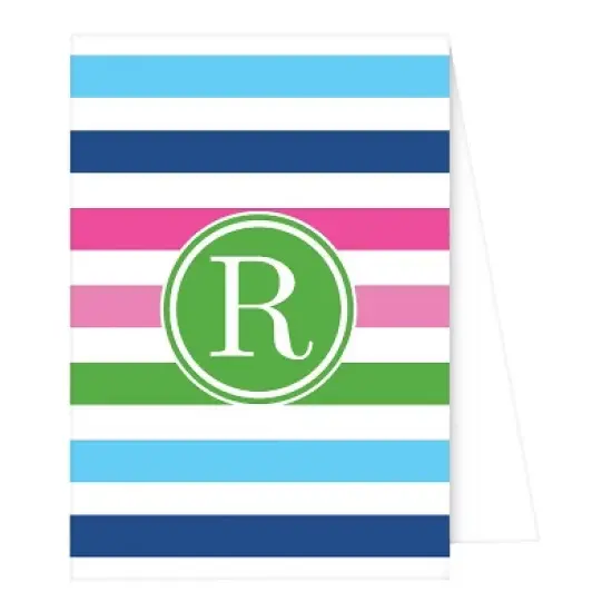 10ct Note Cards - Preppy Stripe Monogram - R image {1}