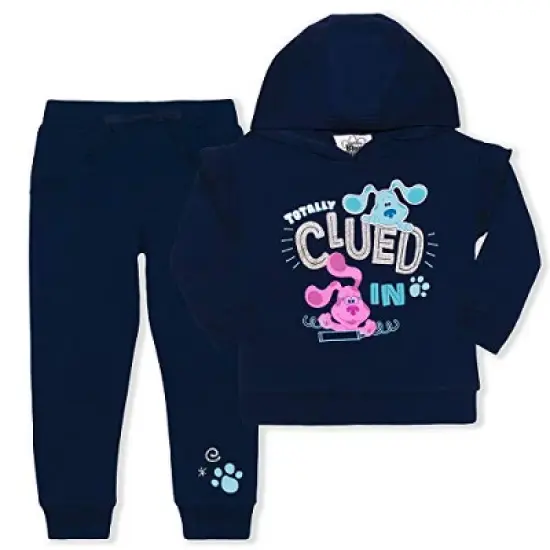 Nickelodeon Girl's 2-Pack Totally Clued In Blue's Clues Pullover Graphic Hoodie and Jogger Pant Set, Navy for Toddlers image {3}