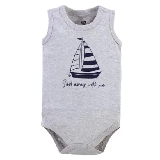 Hudson Baby Infant Boy Cotton Sleeveless Bodysuits 5pk, Captain image {3}