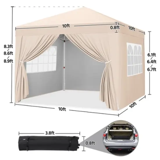 Yaheetech 10x10ft Pop-up Canopy with Sandbags and Wheeled Carry Bag image {9}