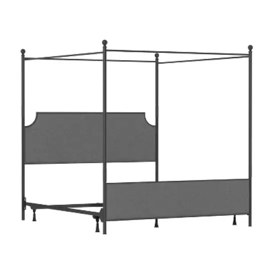 Mcarthur Metal and Upholstered Canopy Bed Matte Black/Gray Fabric - Hillsdale Furniture image {7}