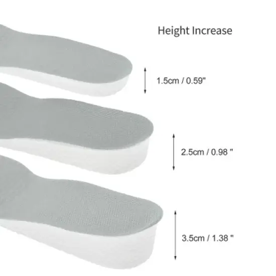 Unique Bargains Height Increase Shoe Inserts Fit Shoe White Gray 1 Pair image {1}