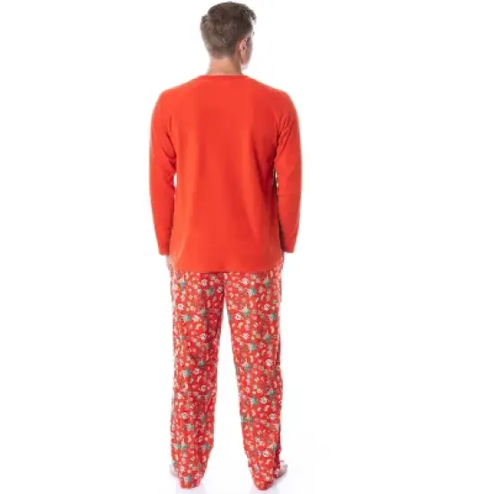 Nickelodeon Mens' SpongeBob SquarePants Krabby Christmas Pajama Set Red image {3}