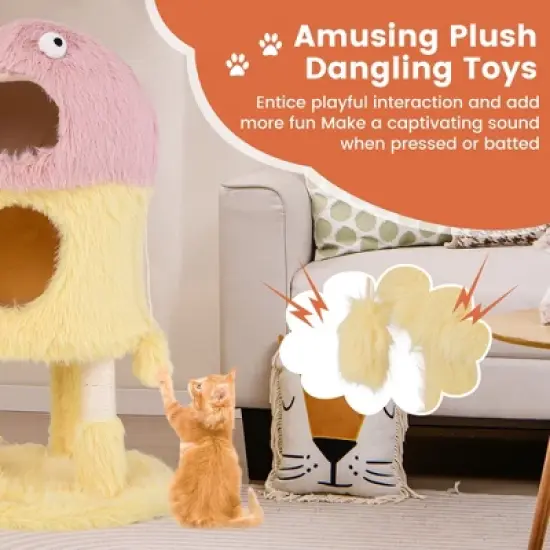 Tangkula Monster-Themed Cat Tree w/ 2 Private Condos Long Plush Sisal Scratching Posts image {7}