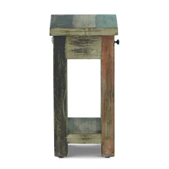 Meader Boho Handmade Distressed Mango Wood End Table - Christopher Knight Home image {3}