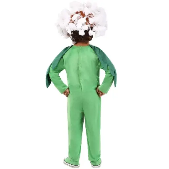HalloweenCostumes.com 2T   Toddler&rsquo;s Puffball Dandelion Halloween Costume | Cute Green Flower Plant Jumpsuit with Headpiece,  White/Green/Green image {3}