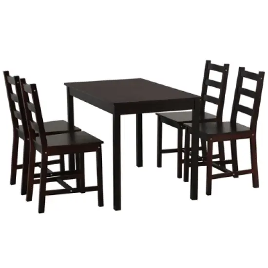 HOMCOM 5 Piece Dining Room Table Set, Wooden Kitchen Table and Chairs for Dinette, Breakfast Nook image {5}