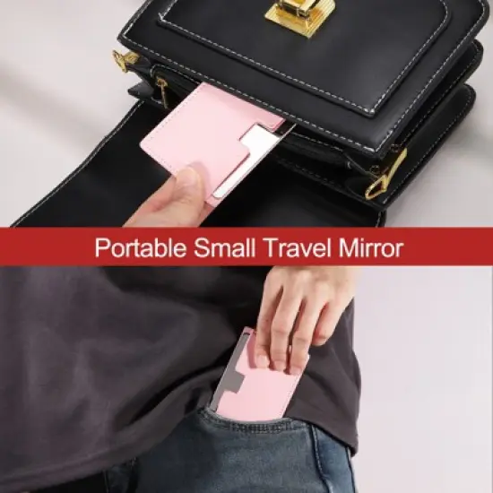 Unique Bargains Stainless Steel Smooth Travel Compact Small Makeup Mirror image {4}