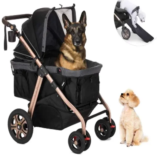 HPZ Pet Rover Titan HD SUV Stroller - Super-Sized Dog/Cat/Pet Stroller SUV Travel Carriage/w Access Ramp/Pumpless Rubber Wheels/Aluminum Frame image {9}