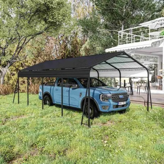 Metal Heavy Duty Metal Canopy Carport,Galvanized Steel Outdoor Carport Shelter with Reinforced Structure,Garage Shed for Car,Truck-Coolbibila image {7}