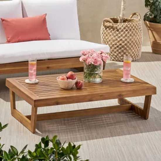 Christopher Knight Home Sherwood Acacia Wood Slat Panel Coffee Table image {9}
