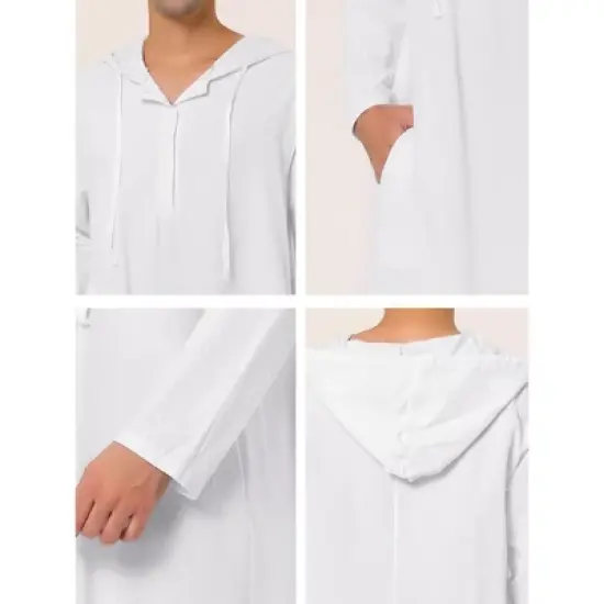 Lars Amadeus Men's Nightshirt Long Sleep Shirt Hooded Loungewear Nightgown Pajamas image {4}