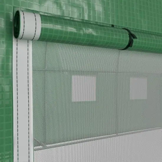 Walk In Greenhouse - 12ft x 7ft x 7ft Outdoor Green House with Vented Windows - Mesh-Reinforced Polyethylene Cover with Steel Frame by Home-Complete image {11}