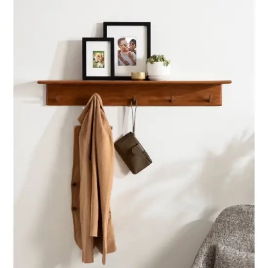 36" x 5" Alta Wood Shelf with 5 Posts Walnut Brown - Kate & Laurel All Things Decor image {6}