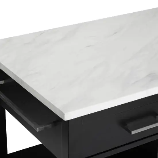 Audrey Faux Marble Top Kitchen Island Black - Crosley image {5}