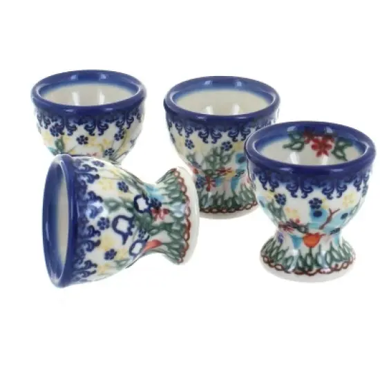 Blue Rose Polish Pottery 38-4 Vena Egg Cup Set image {1}