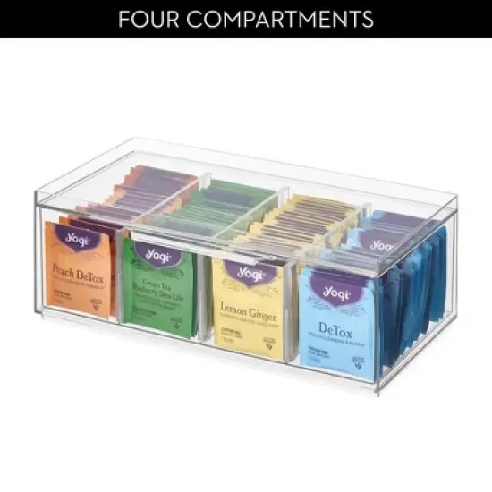 iDesign Set of 4 Stackable 4-Section Tea Storage Drawers - Clear image {6}