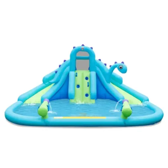 Tangkula Inflatable Water Slide  Blowup Water Park with Dual Slides Climbing Wall  Large Splash Pool & Dual Water Cannons (Without Blower) image {9}
