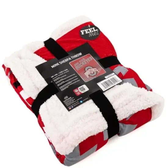 NCAA Ohio State Buckeyes New School Mink Sherpa Throw Blanket image {3}