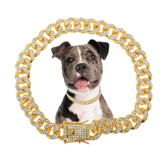 Unique Bargains Durable Rhinestone Dog Chain 1 Pc image {6}