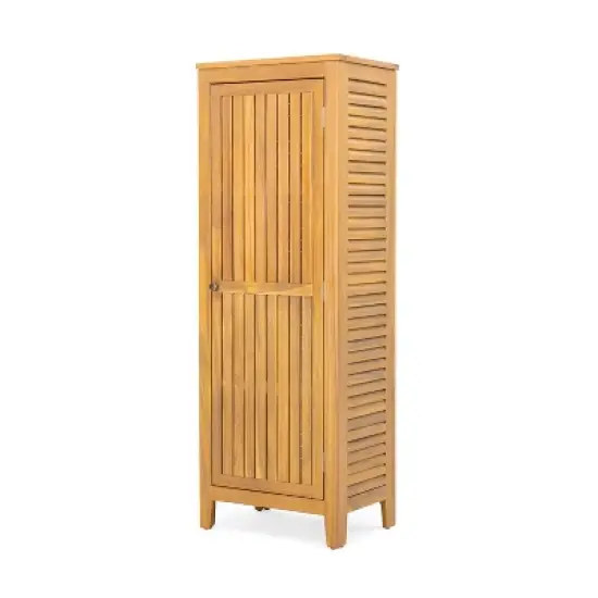 Christopher Knight Home Gribs Outdoor Patio Storage Cabinet Acacia Wood Teak Finish image {3}