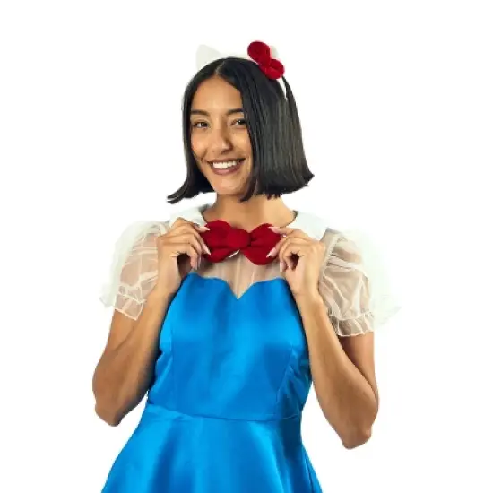 Hello Kitty Women's Blue Cosplay Dress With Matching Headband image {5}
