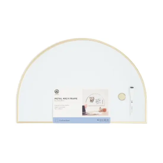U Brands 15"x23" Metal Frame Arch Dry Erase Board Gold: Magnetic Whiteboard, Wall Mount, Includes Hardware image {2}