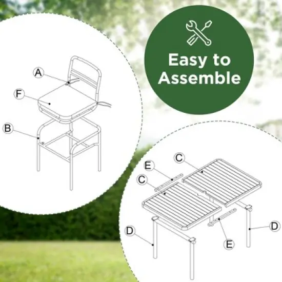 FIONECA 7-Piece Outdoor Wicker Patio Dining Set with Plastic-Wood Table Top, Umbrella Hole, Beige Cushions &uml;C Backyard, Garden & Poolside Furniture image {3}