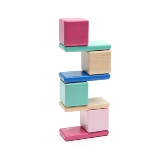 Tegu Magnetic Wooden Blocks, 8-Piece Pocket Pouch, Blossom image {2}