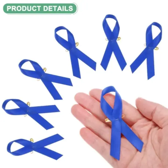 Unique Bargains Satin Awareness Ribbons with Safety Pins 100 Pcs image {1}