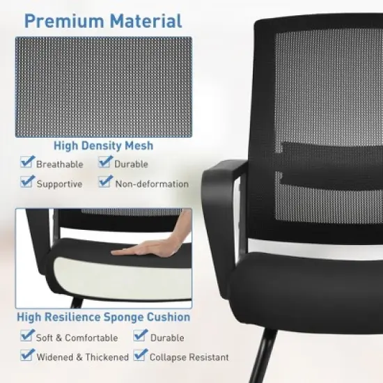 Costway Set of 2 Conference Chairs Mesh Reception Office Guest Chairs w/ Lumbar Support image {7}