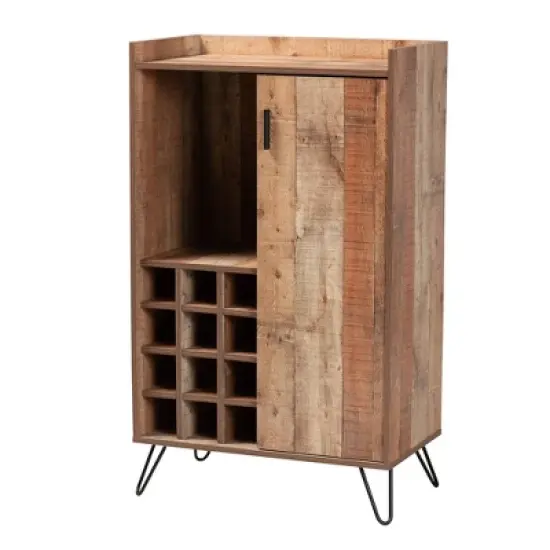 Mathis Wood and Wine Cabinet Brown/Gold - Baxton Studio image {1}