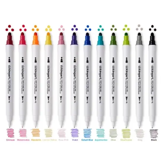 KINGART Dot Tip Markers 12 Colors image {1}