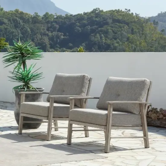 COWLOWN 2 Pieces Outdoor Patio Chairs, Aluminum Armchair Conversation Set with Thick Cushions, All-Weather Patio Furniture for Garden, Poolside, Lawn image {1}