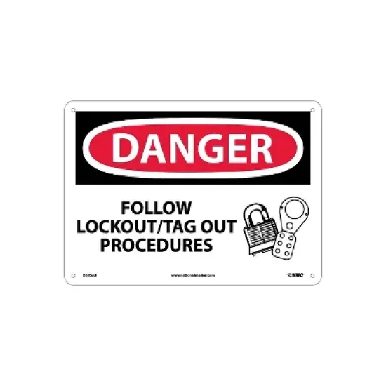 National Marker Danger Signs; Follow Lockout Tag Out Procedures Graphic 10X14 .040 Aluminum D535AB image {1}