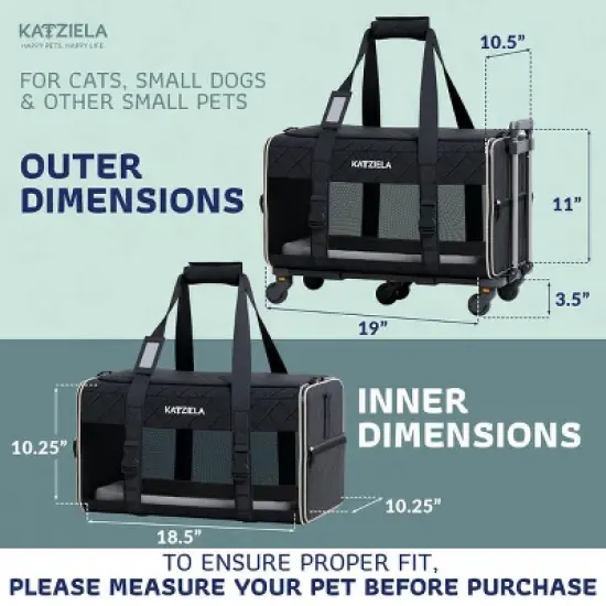 Airline Compliant Quilited Pet Carrier With Wheels image {2}