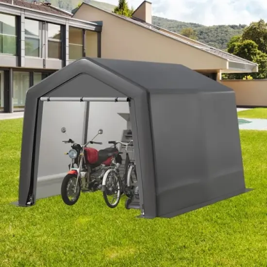 8 x 8 FT Outdoor Storage Shelter Shed, Portable Garage Shelter with Roll up Zipper Door, Heavy Duty Storage Tent Shed for Motorcycle Gardening Tools image {7}