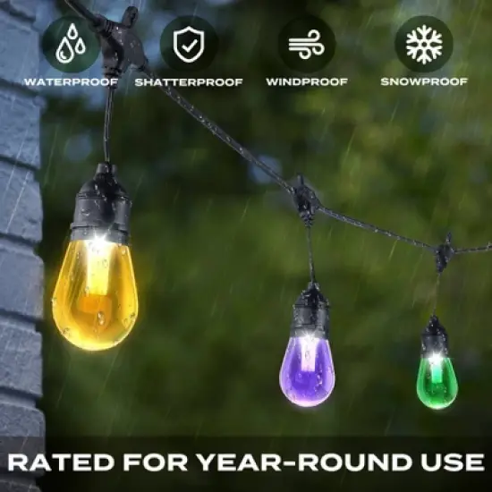 BrightLux 18ct LED 36ft Color Changing Indoor Outdoor Filament String Lights Multicolor Bulbs with Black Wire image {3}