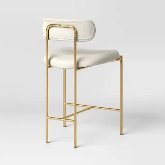 Orion Luxe Backed Counter Height Barstool with Brass Legs Gray Velvet - Threshold&trade; image {3}
