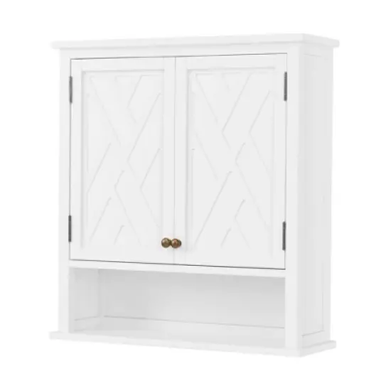 Coventry Wall Mounted Bath Storage Cabinet with Two Doors White - Alaterre Furniture image {2}