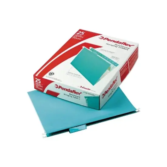 Pendaflex Reinforced Hanging Folders 1/5 Tab Letter Aqua 25/Box 415215AQU image {8}