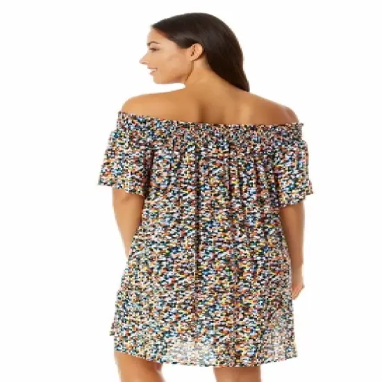 Anne Cole - Women's Smocked Off The Shoulder Swimsuit Cover Up image {1}