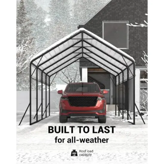 GustoWave 13'x21' Heavy Duty Steel Carport for All Weather Sedans, Bass Boats, Motos, ATVs, and SUVs image {1}